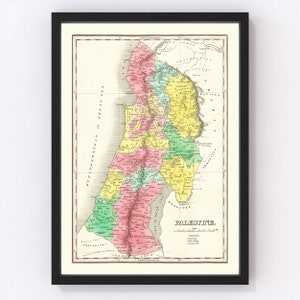 Palestine Map 1831, Vintage Palestine Map, Old Palestine Art, Wall Art Gift for Palestine History Lovers Retro Decor