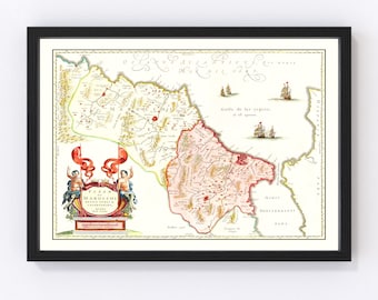 Morocco Map 1665, Vintage Morocco Map, Old Morocco Art, Wall Art Gift for Morocco History Lovers Retro Decor