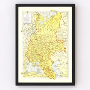Russia Map 1943, Vintage Russia Map, Old Russia Art, Wall Art Gift for Russia History Lovers Retro Decor