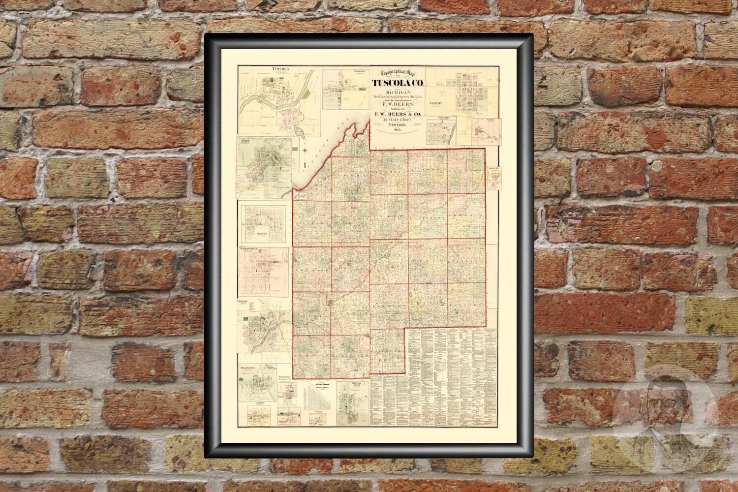 Vintage Tuscola County Map 1875 Old Map of Tuscola County | Etsy