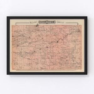 Fillmore County Map 1874, Vintage Fillmore County Map, Old Fillmore County Minnesota Art, Wall Art Gift for Fillmore County History Lovers R