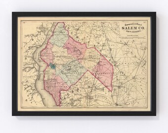Map Of Salem County Nj Salem County New Jersey Vintage Map From 1872 Old County - Etsy Canada