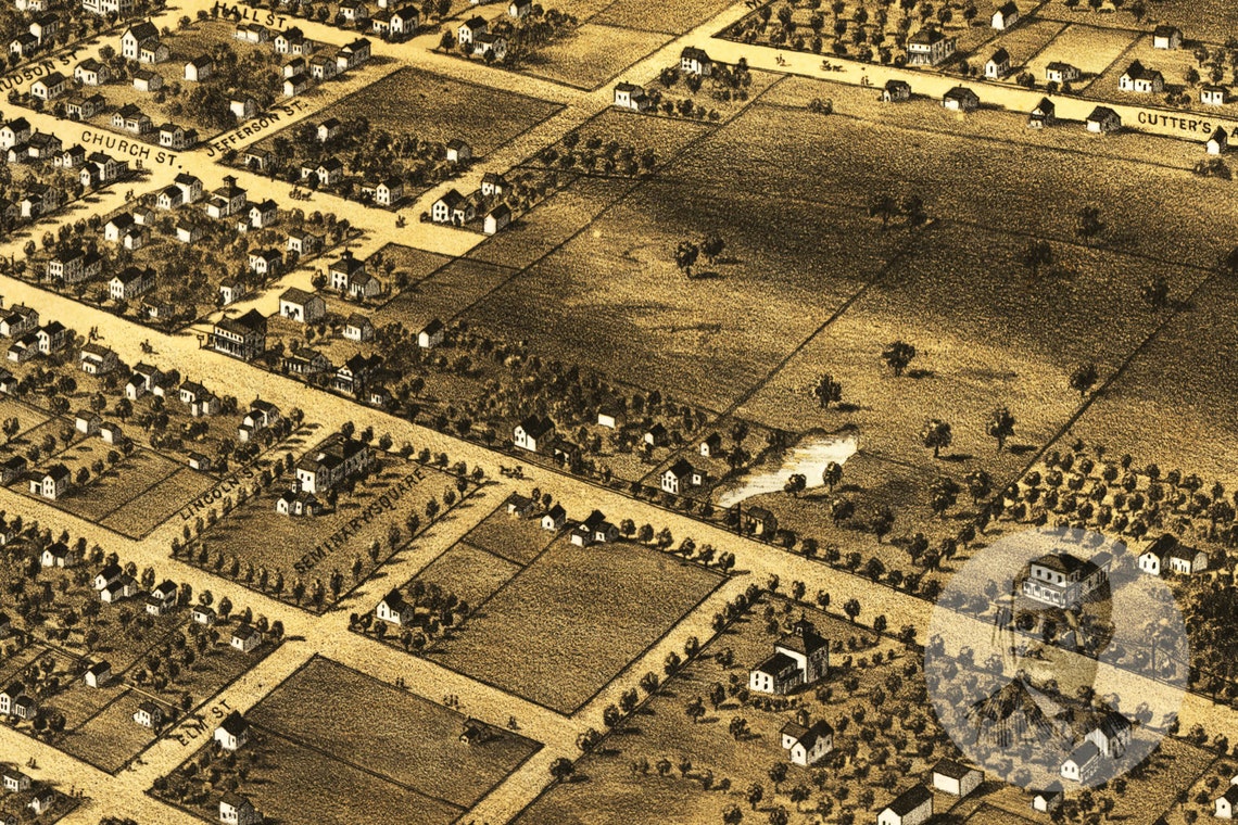 Vintage Coldwater Map 1868 Old Map of Coldwater Michigan Etsy