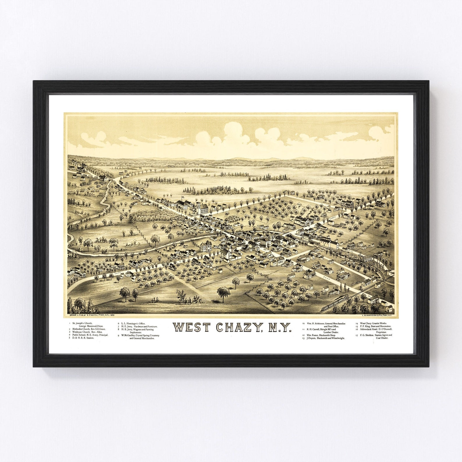 West Chazy Map 1899 Old Map of West Chazy New York Art Etsy