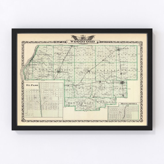 Woodford County IL Map 1876 Old Map of Eureka Illinois Art - Etsy UK