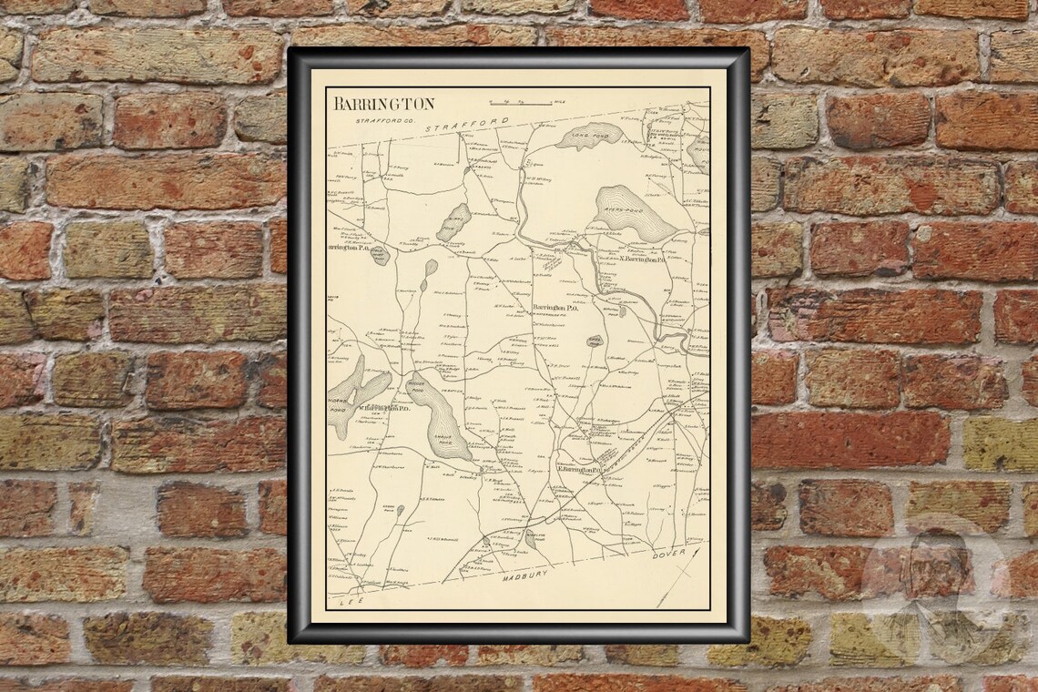 Vintage Barrington Map from 1892 Old New Hampshire Map Etsy