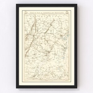 Virginia Map 1863, Vintage Virginia Map, Old Virginia Art, Wall Art Gift for Virginia History Lovers Retro Decor