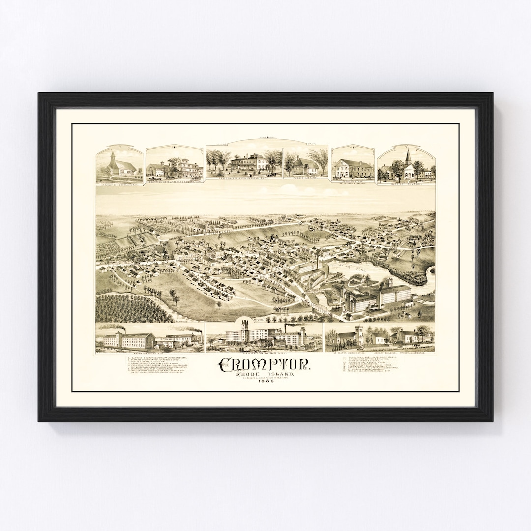 Crompton Map 1889, Vintage Crompton Map, Old Crompton Rhode Island Art ...