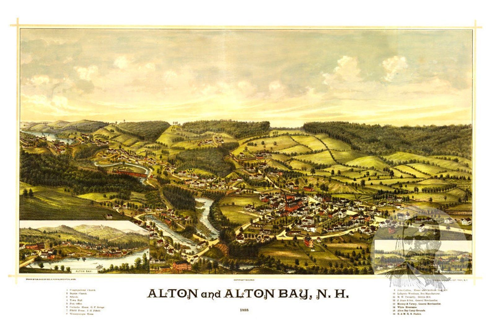 Vintage Alton Map 1888 Old Map of Alton New Hampshire Etsy