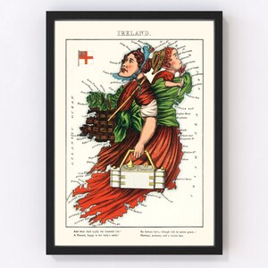 Ireland Map 1868, Vintage Ireland Map, Old Ireland Art, Wall Art Gift for Ireland History Lovers Retro Decor