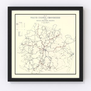 White County Map 1936, Vintage White County Map, Old White County Tennessee Art, Wall Art Gift for White County History Lovers Retro Decor
