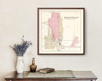 Spring Valley Map 1908, Vintage Spring Valley Map, Old Spring