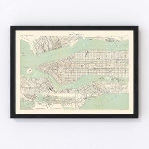 New York Map 1886, Vintage New York Map, Old New York New York Art, Wall Art Gift for New York History Lovers Retro Decor