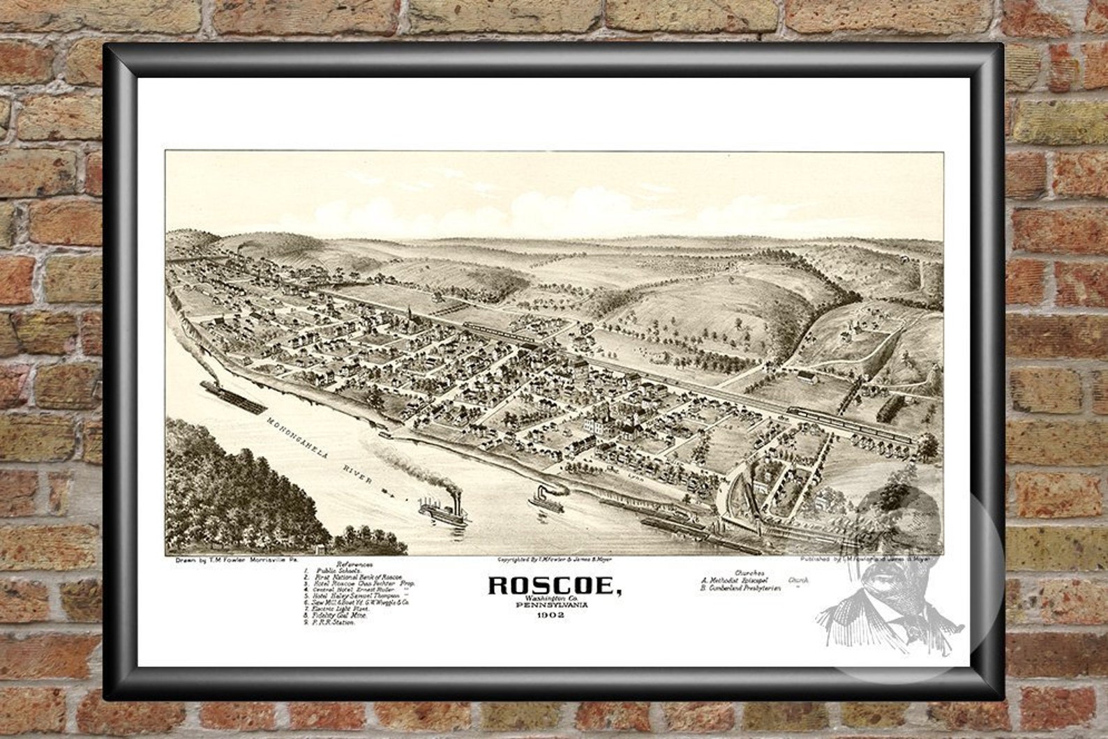 Vintage Roscoe Map 1902 Old Map of Roscoe Pennsylvania Etsy
