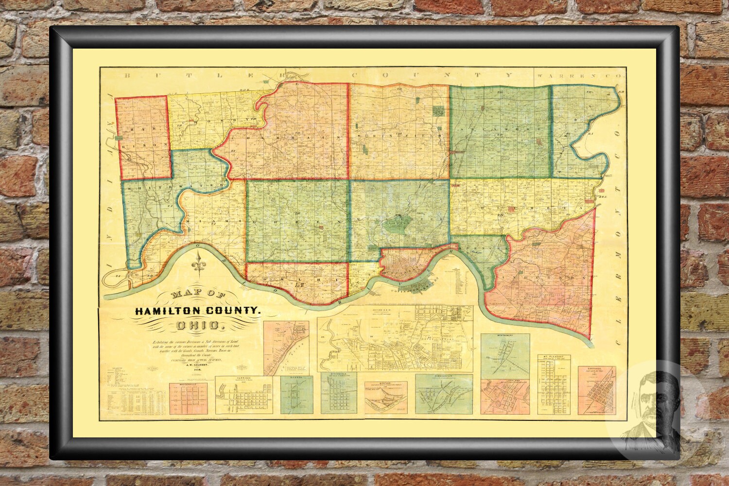 Vintage Hamilton County Map 1856 Old Map of Hamilton County Etsy
