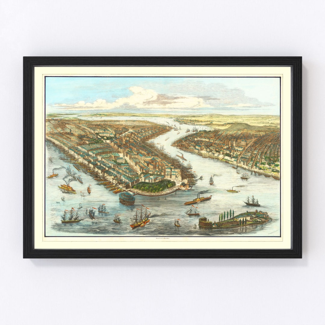 New York Harbor Map 1870 Old Map - Il 1080xN.4879181495 1hqv