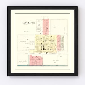 Radcliffe Map 1892, Vintage Radcliffe Map, Old Radcliffe Iowa Art, Wall Art Gift for Radcliffe History Lovers Retro Decor