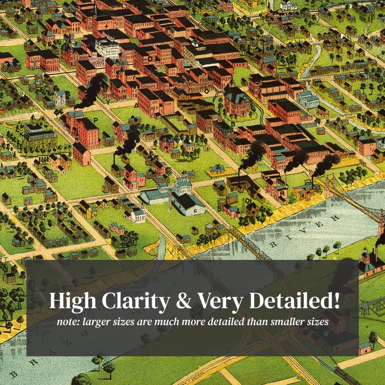 Waco Map 1892 Old Map of Waco Texas Art Vintage Print Framed Etsy