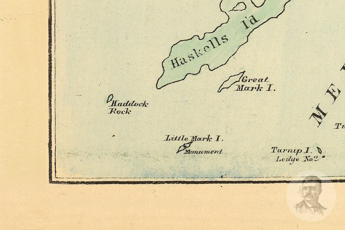 Vintage Harpswell Map From 1894 Old Maine Map Historic ME Etsy