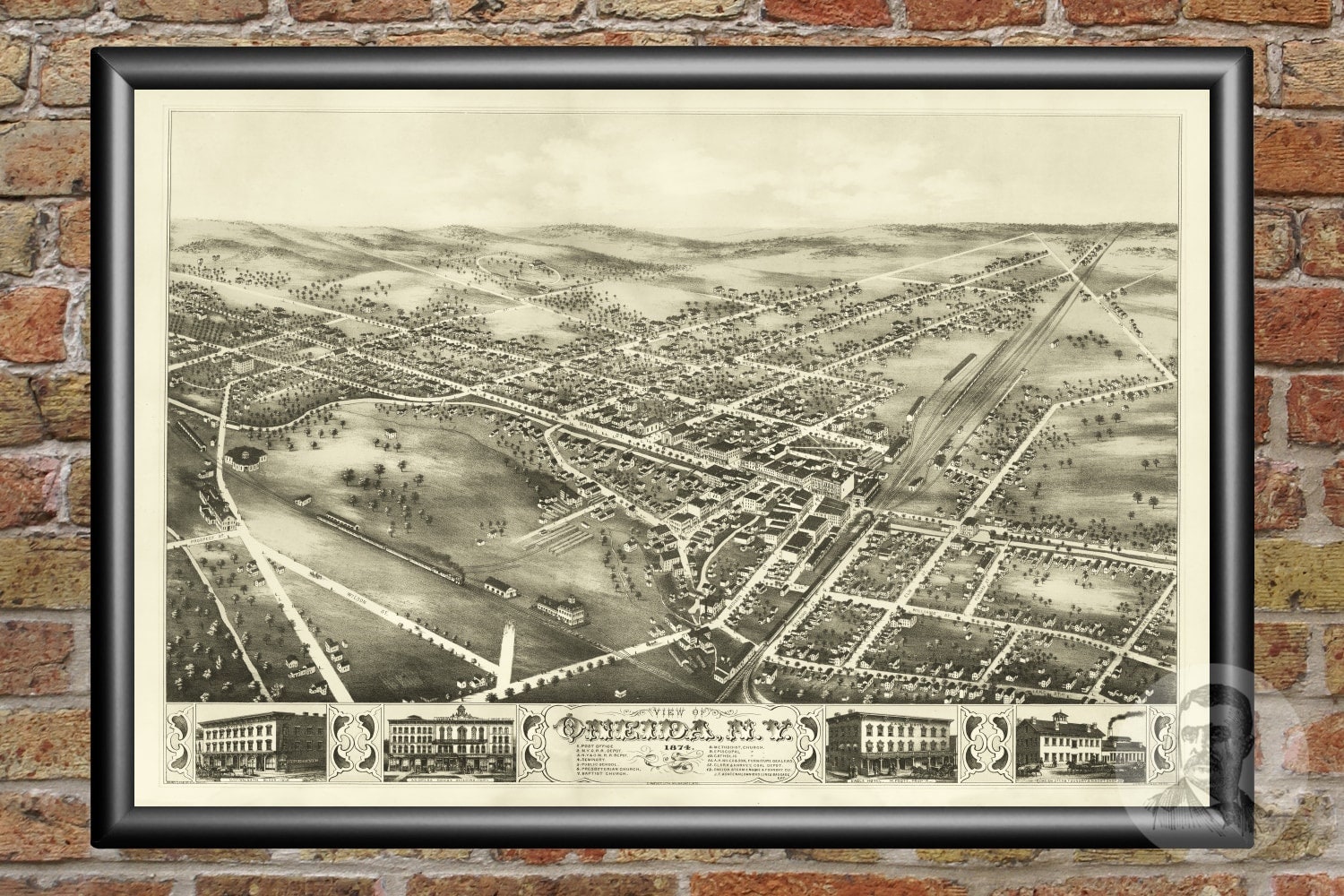 Vintage Oneida Map 1874 Old Oneida New York Map Historic NY Etsy