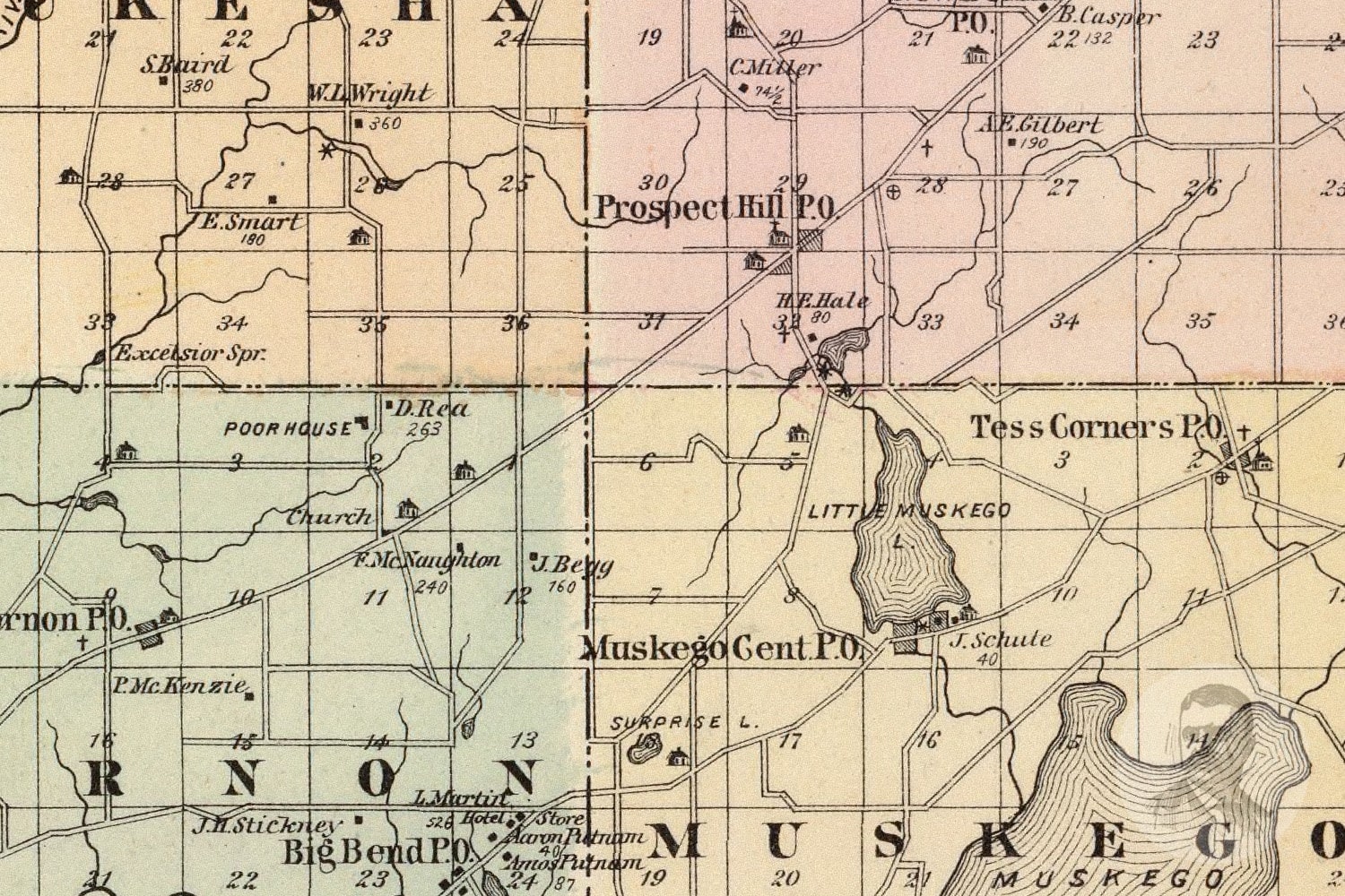 Vintage Waukesha County WI Map 1878 Old Wisconsin Map Etsy