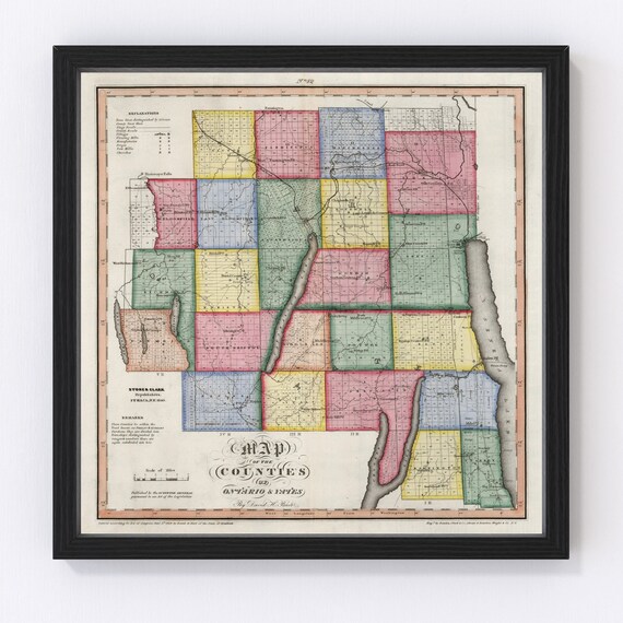 Map Of Ontario County Ny Ontario County New York Vintage Map From 1840 Old County - Etsy