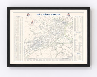 Saigon Map 1968, Vintage Saigon Map, Old Saigon Art, Wall Art Gift for Saigon History Lovers Retro Decor