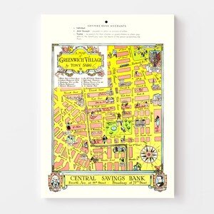 Greenwich Village Map 1934 Old Map of Greenwich Village New York Art ...