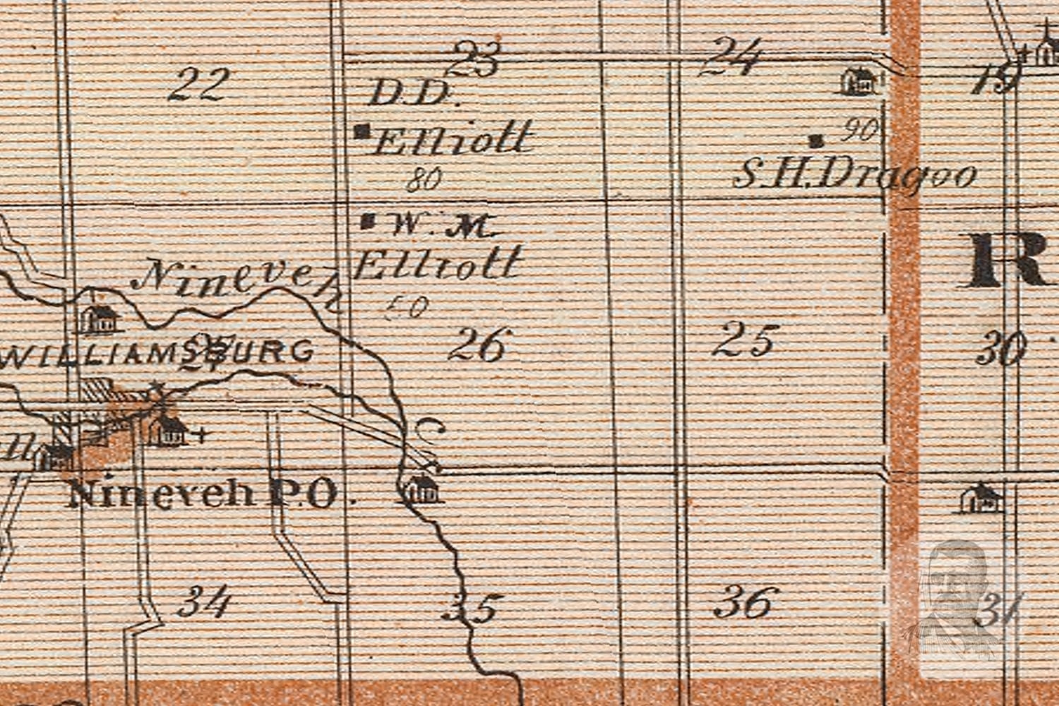 Vintage Johnson County IN Map 1876 Old Indiana Map Etsy