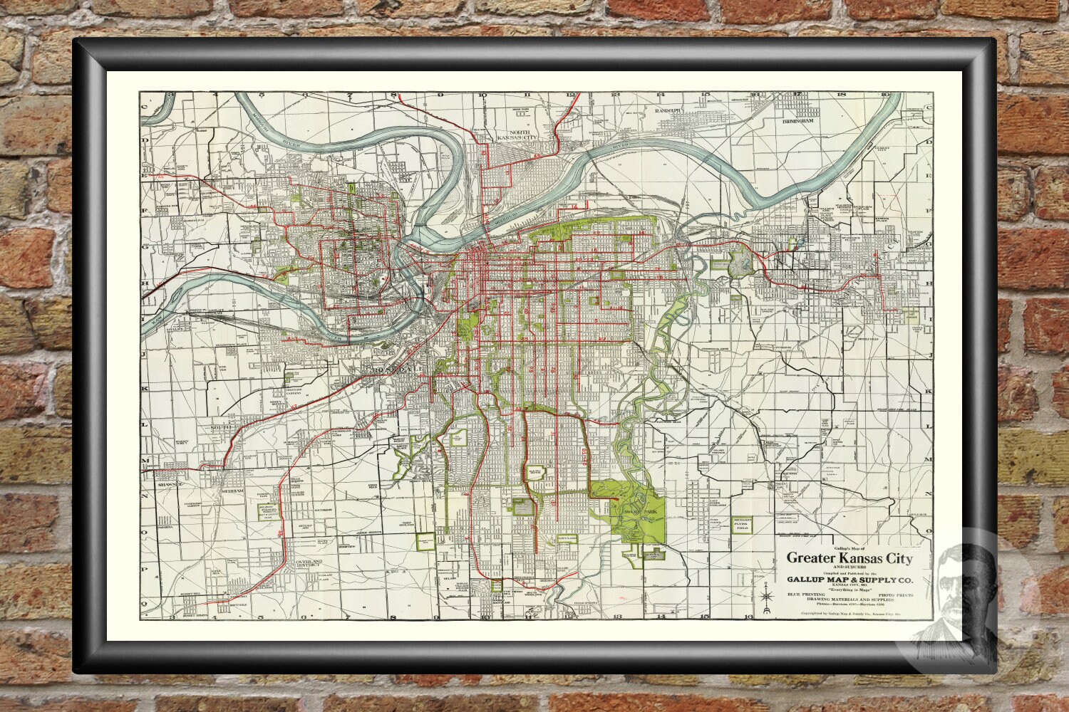 Vintage Kansas City Map from 1920 Old Kansas Map Historic | Etsy