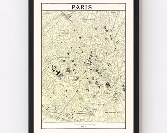 Paris Map 1901, Vintage Paris Map, Old Paris Art, Wall Art Gift for Paris History Lovers Retro Decor