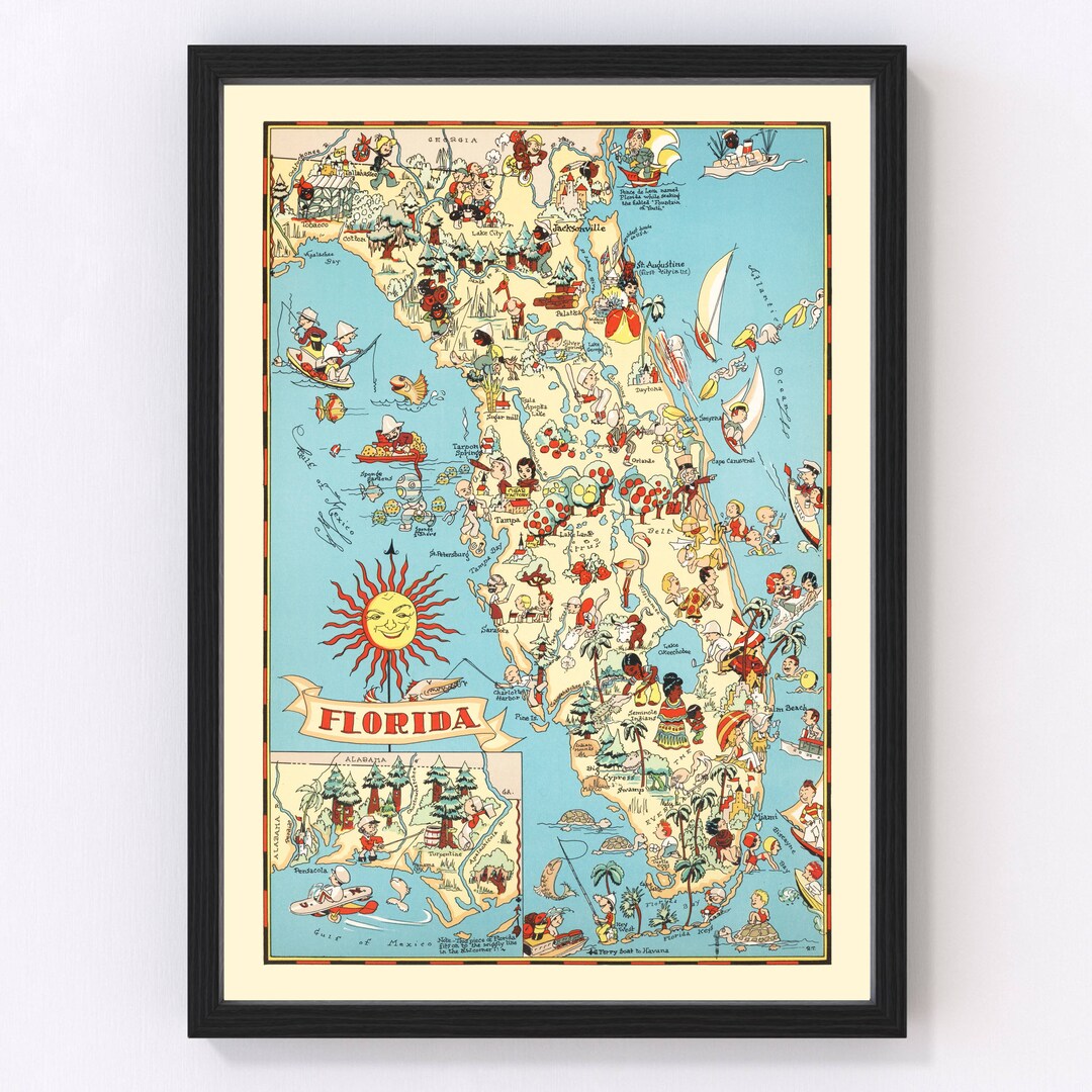 Florida Map 1935 Old Map of Florida - Il 1080xN.5129732792 Itql 