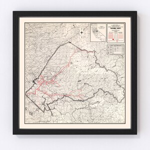 Trinity County Map 1935, Vintage Trinity County Map, Old Trinity County California Art, Wall Art Gift for Trinity County History Lovers Retr