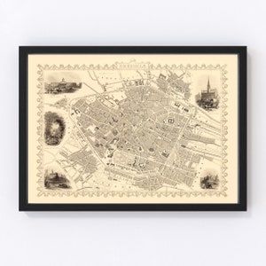 Brussels Map 1851, Vintage Brussels Map, Old Brussels Art, Wall Art Gift for Brussels History Lovers Retro Decor