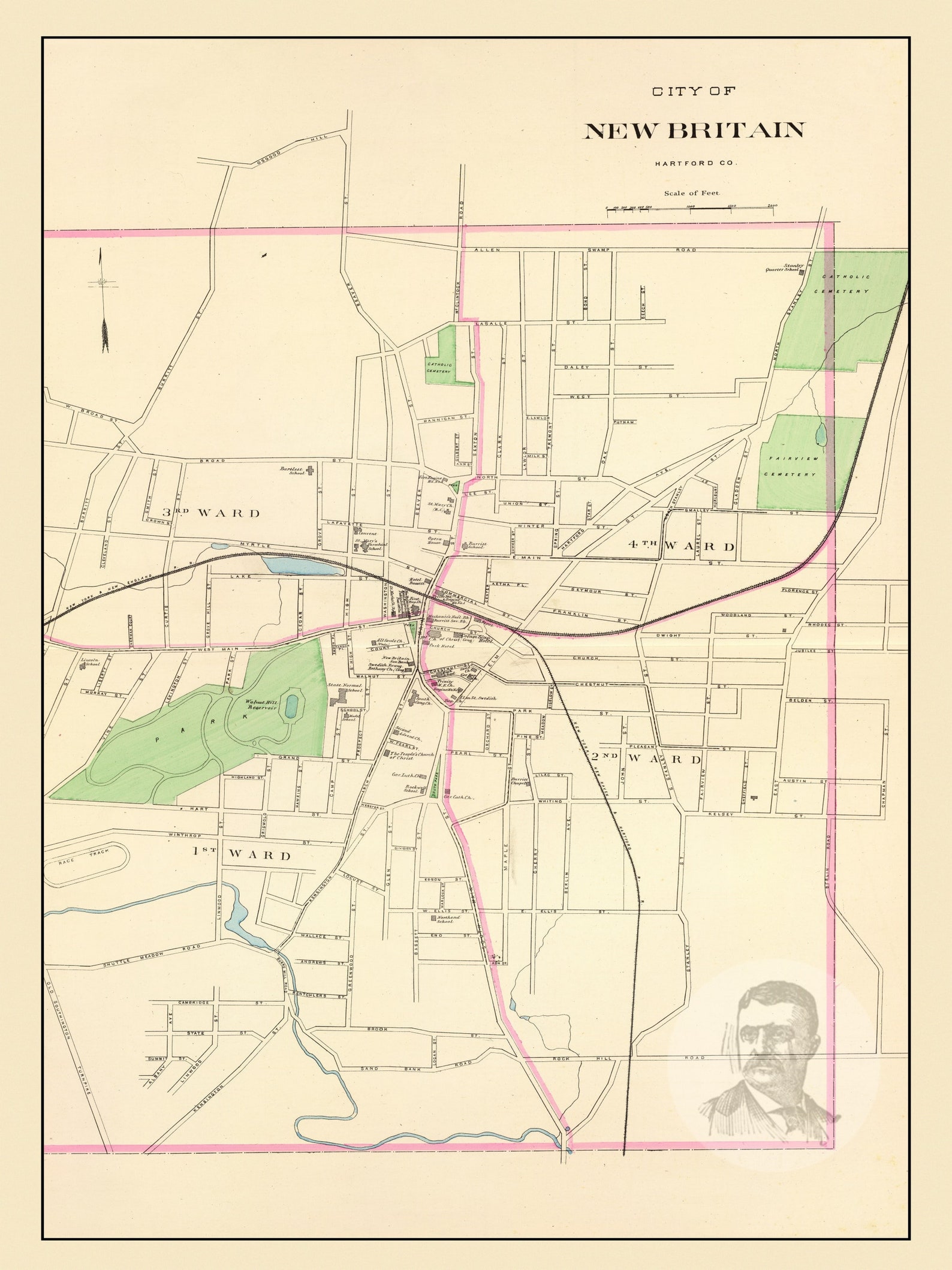 New Britain Connecticut Vintage Map From 1893 Old City Map Etsy