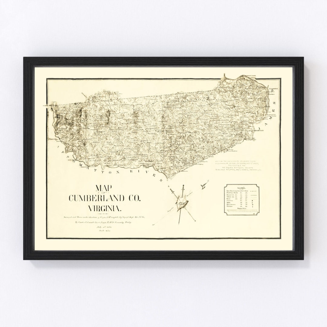 Carte de la région du charbon de Cumberland dans le comté d'Alleghany