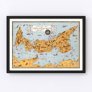 Prince Edward Island Canada Map 1929, Vintage Prince Edward Island Canada Map, Old Prince Edward Island Canada Art, Wall Art Gift for Prince