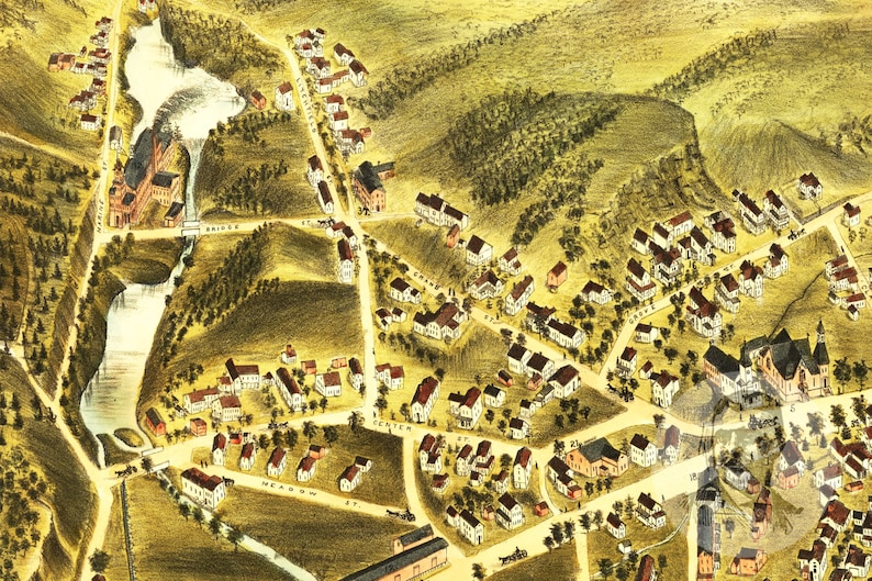 Vintage Thomaston Map 1879 Old Map of Thomaston Connecticut Etsy