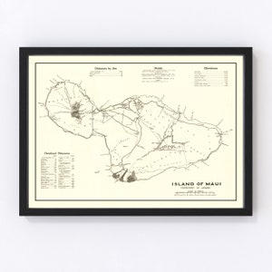 Kauai Map 1931, Vintage Kauai Map, Old Kauai Art, Wall Art Gift for Kauai History Lovers Retro Decor