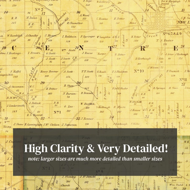 Columbiana County Ohio Map 1860 Old Map of Columbiana County Etsy