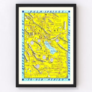 Palm Springs Map 1948, Vintage Palm Springs Map, Old Palm Springs California Art, Wall Art Gift for Palm Springs History Lovers Retro Decor