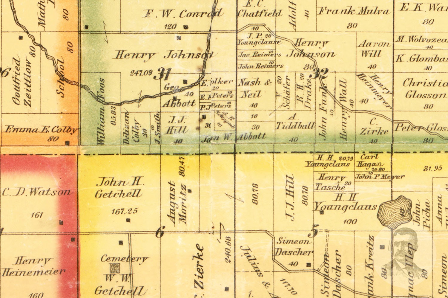 Vintage McLeod County Map 1880 Old Map of McLeod County Etsy