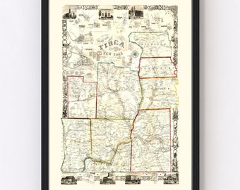 Tioga County Plat Map Tioga County Ny Map | Etsy