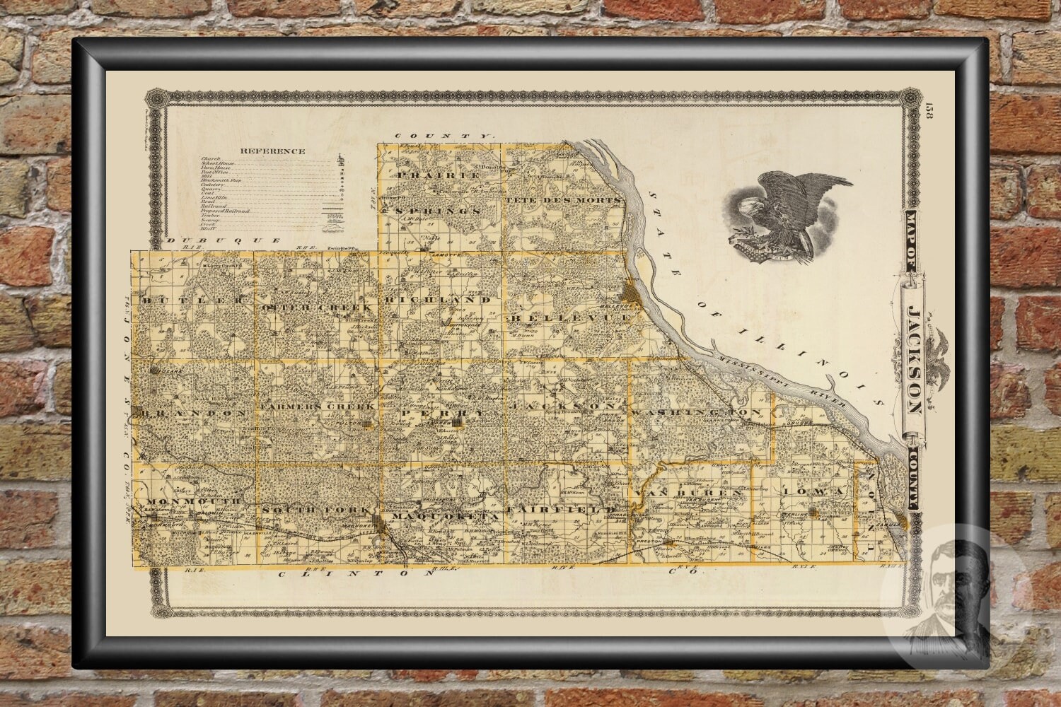 Vintage Jackson County IA Map 1875 Old Iowa Map Historical Etsy
