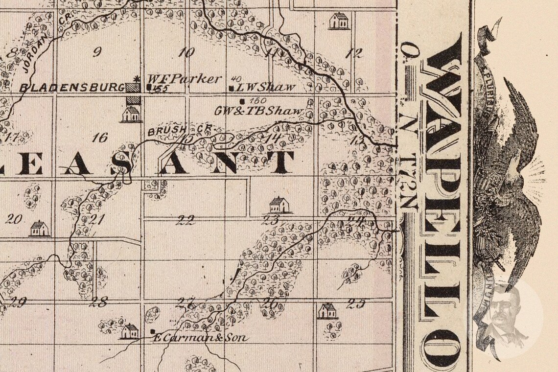 Vintage Wapello County IA Map 1875 Old Iowa Map Historical Etsy