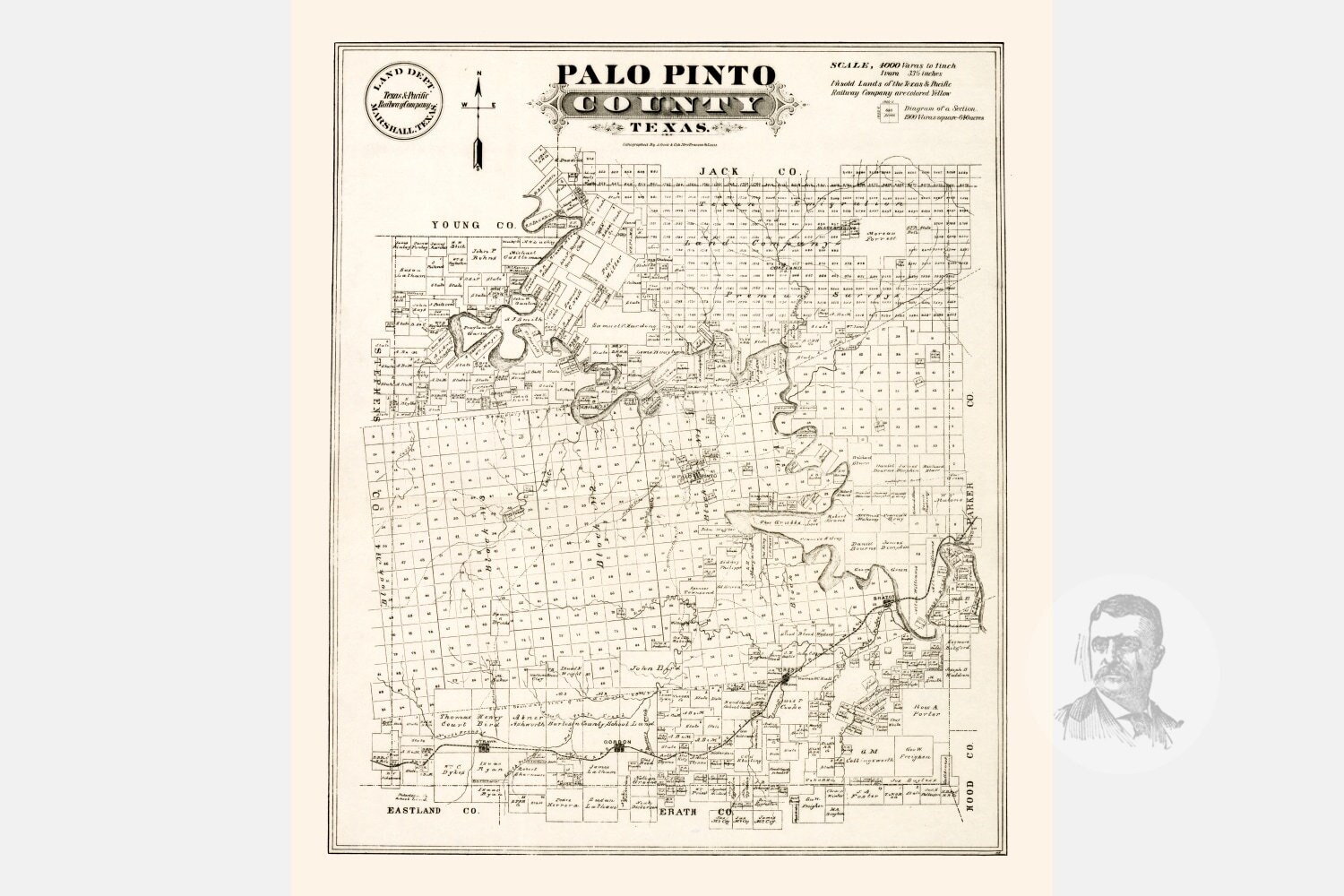 Vintage Palo Pinto County Map 1880 Old Map of Palo Pinto | Etsy