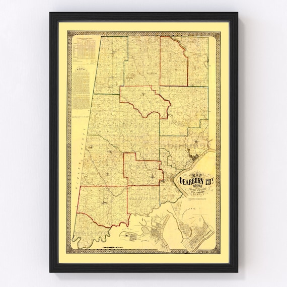 Dearborn County Indiana Map 1860 Old Map of Dearborn County Etsy