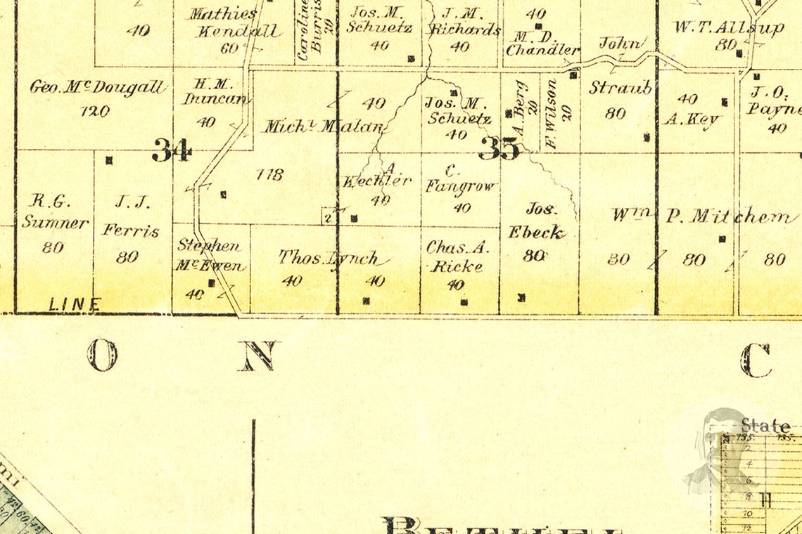Vintage Wyandotte County Map 1887 Old Map of Wyandotte Etsy