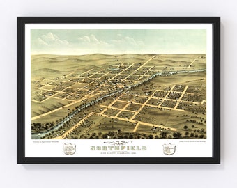 Northfield Minnesota Vintage Map From 1869 Old City Map Art Etsy