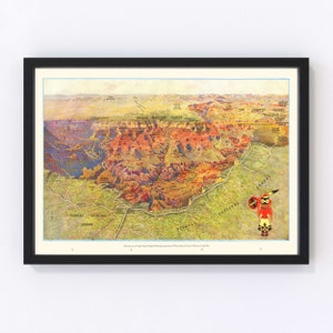 Grand Canyon National Park Map 1929, Vintage Grand Canyon National Park Map, Old Grand Canyon National Park Art, Wall Art Gift for Grand Can